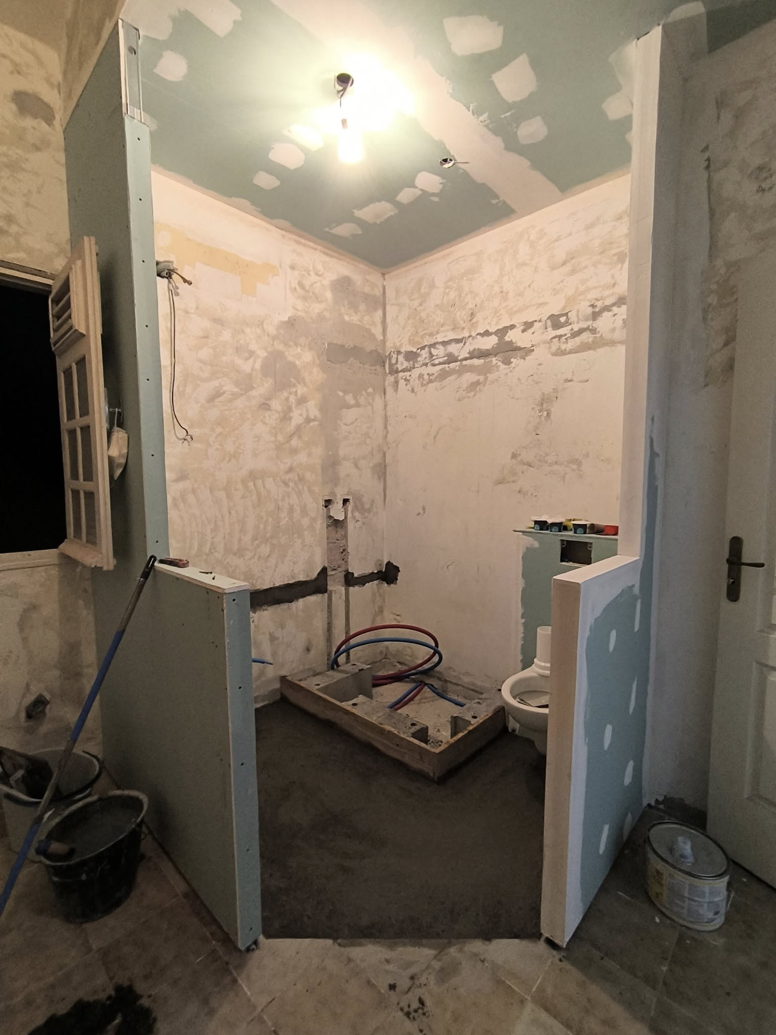 Cloisonnement placo sur chantier
